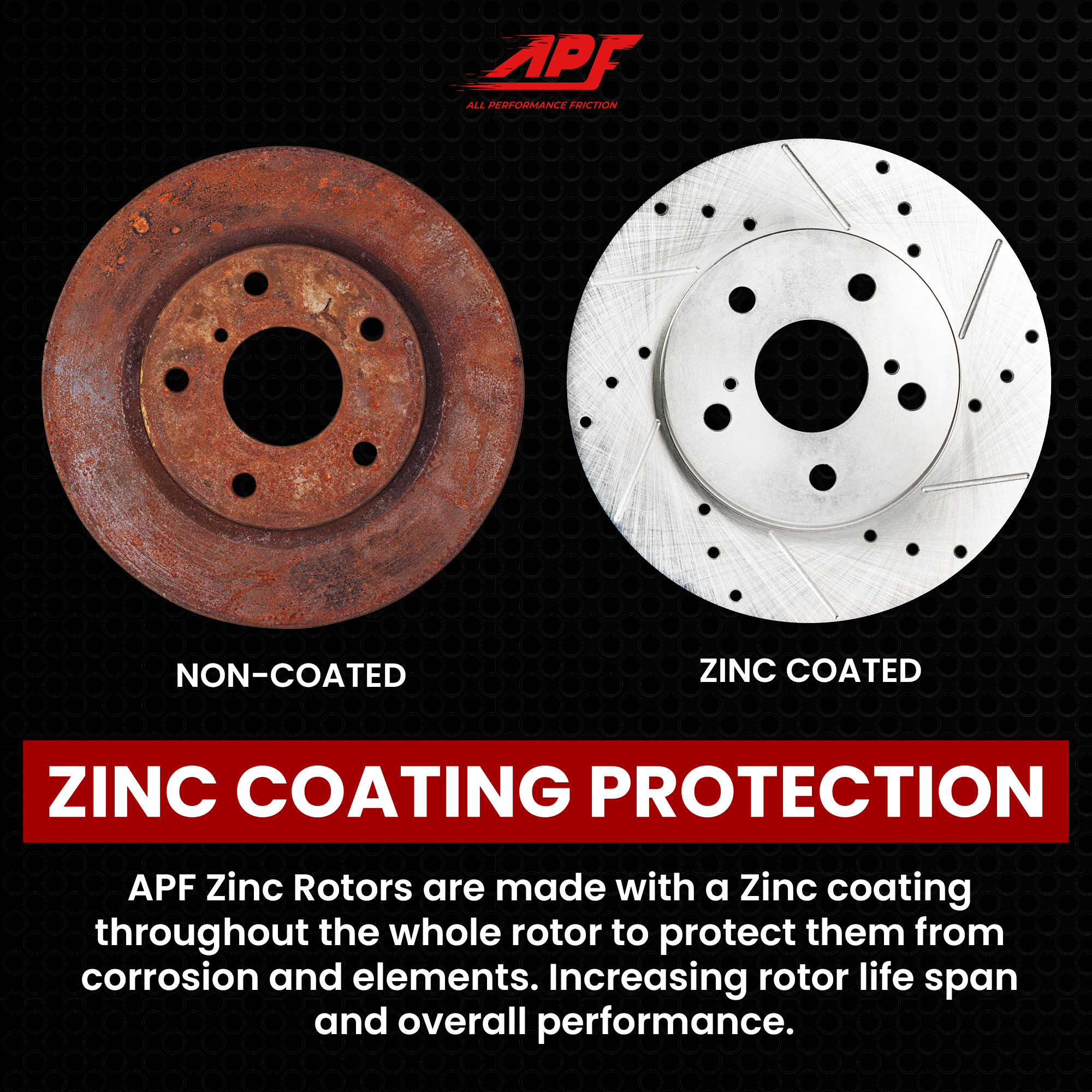 APF Rear Brake Kit compatible with Jeep Grand Cherokee Vented 2011-2019 |  Zinc Drilled Slotted Rotors with Ceramic Carbon Fiber Brake Pads